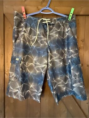 Helly Hansen Blue Geometric Cargo Swim Shorts